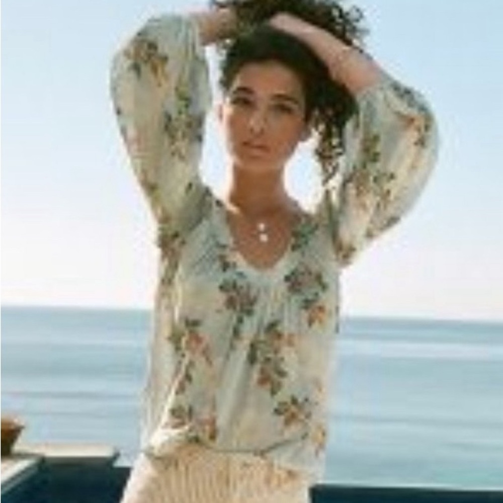 Anthropologie Maeve Boswell striped floral blouse 8 - Picture 2 of 10